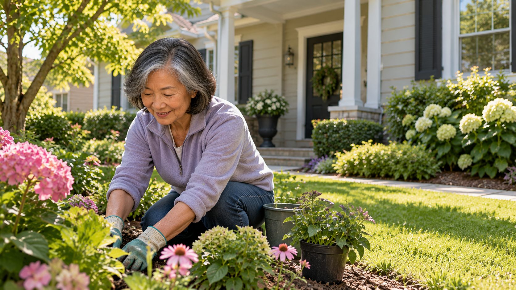Gardening in a Blooming Front Yard